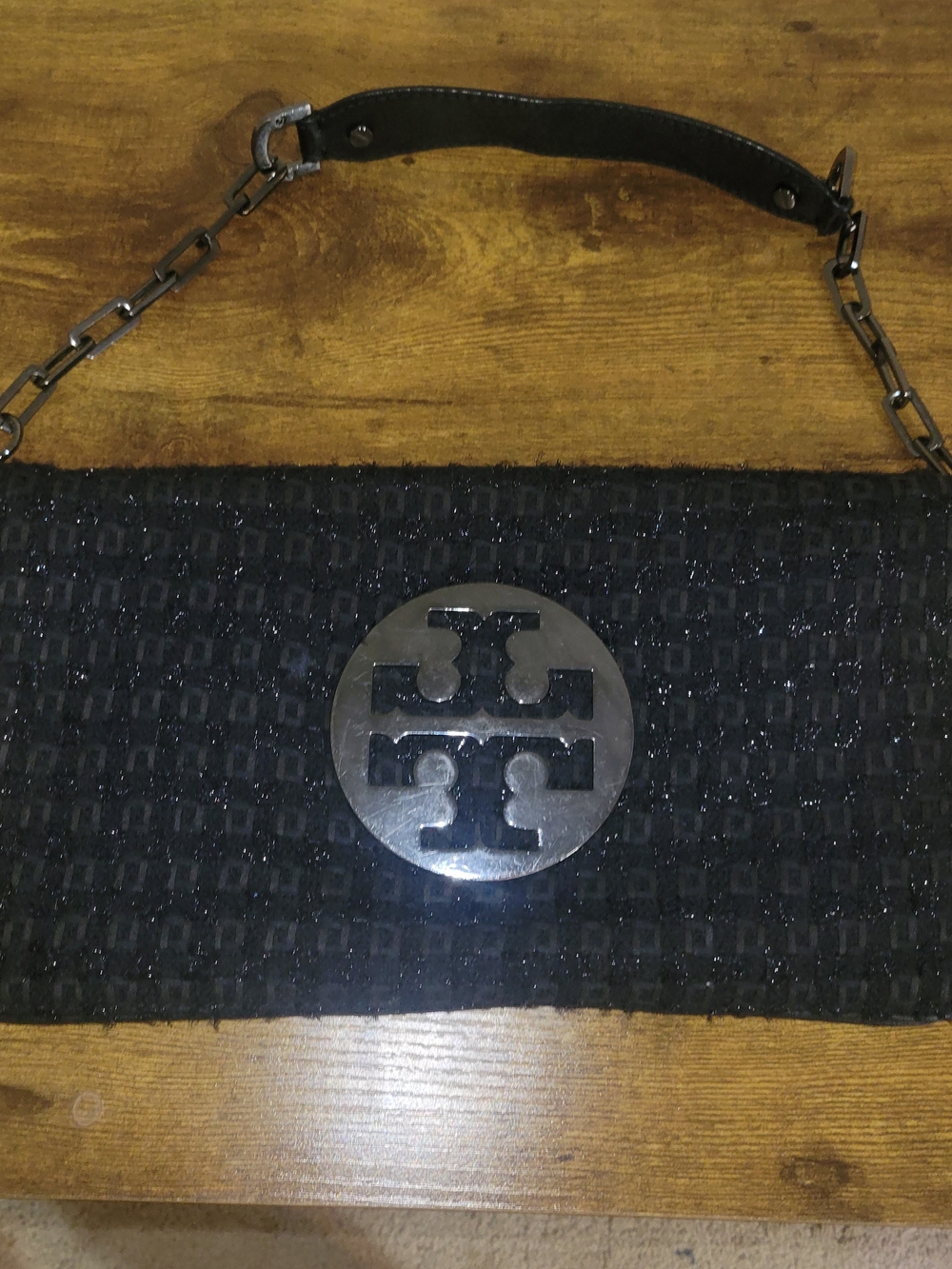 Tory Burch Black Quilted Logo Shoulder Bag